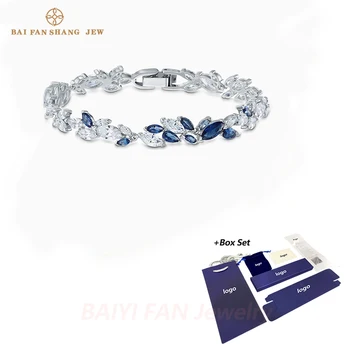 

2020 SWA Fashion Jewelry New LOUISON Bracelet White Gold And Blue Vein Shape Inlaid Crystal Female Elegant Romantic Gift