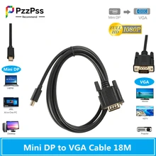 PzzPss Mini DisplayPort DP To VGA Cable 1.8m Male to Male Displayport vga Connection Adapter 1080P for PC Laptop Projector
