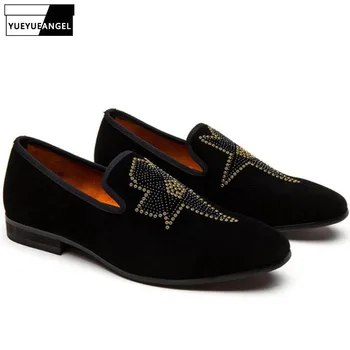

Fashion Rivets Mens Moccasin Gommino Shoes Flat Loafers Driving Shoes Beads Breathable Casual Slip On Shoes Male Plus Size Black