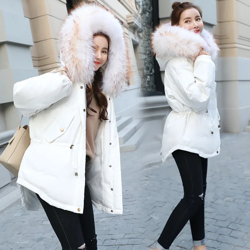 

Ozhouzhan Winter Women's Casual Cotton Overcoat Women's 2018 New Style South Korea Large Fur Collar Slimming Cotton Coat Women J