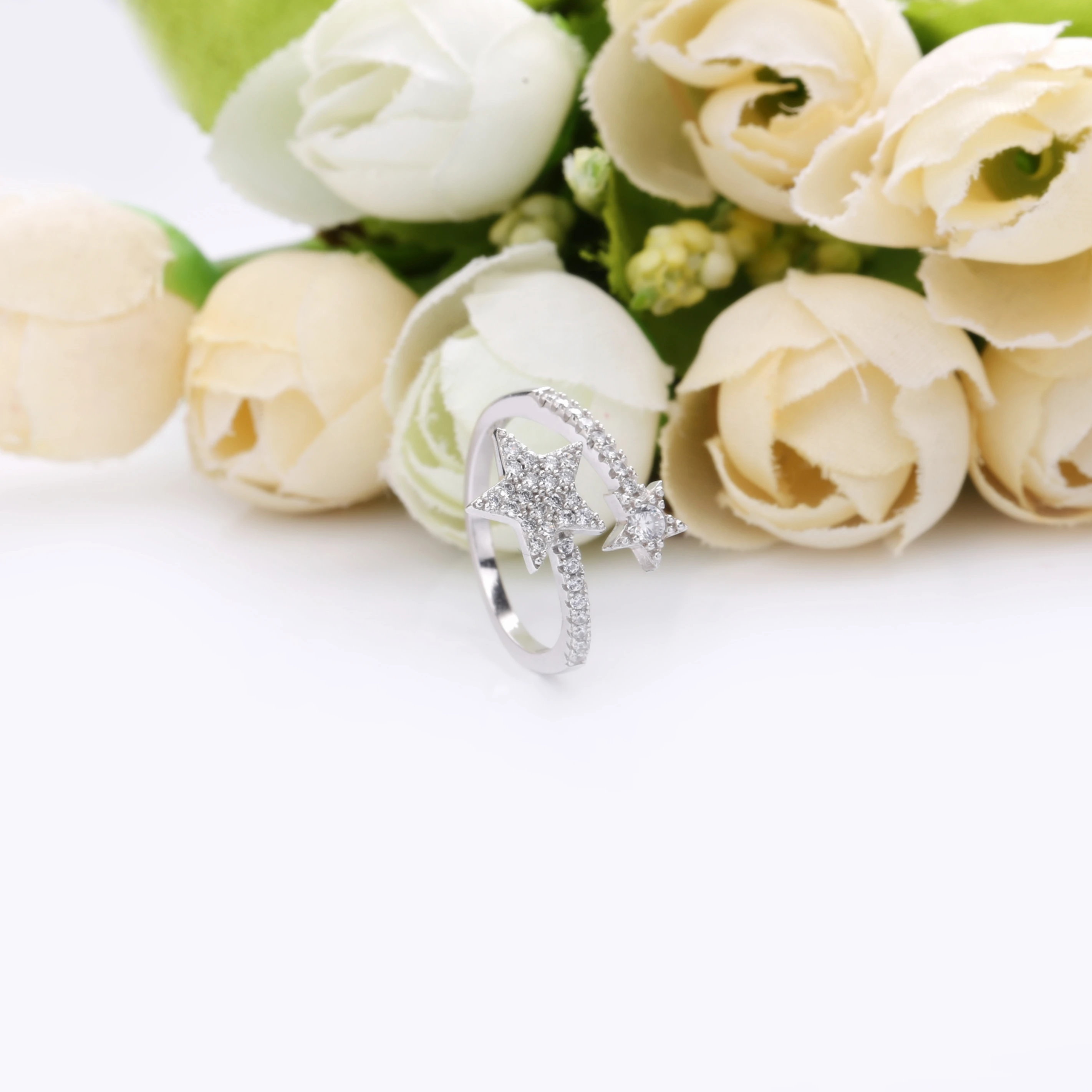 Женское открытое регулируемое кольцо Moonmory из стерлингового серебра 100% пробы со