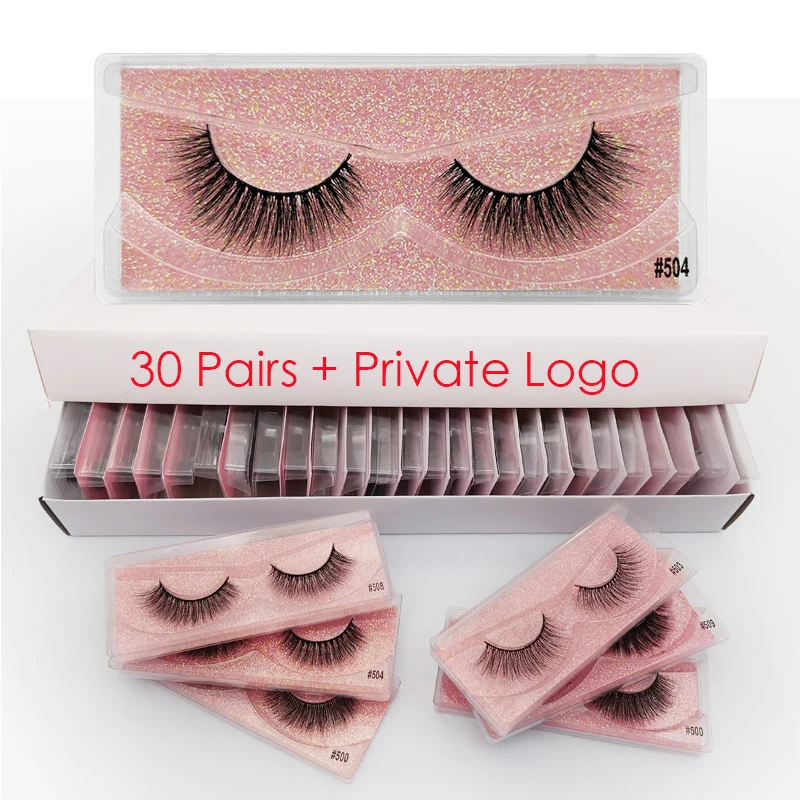 30PAIRS 504WITHLOGO 30 пар оптом ресницы норковые ресницы 3d норковые ресницы оптом макияж, накладные ресницы - Color: 30PAIRS 504WITHLOGO