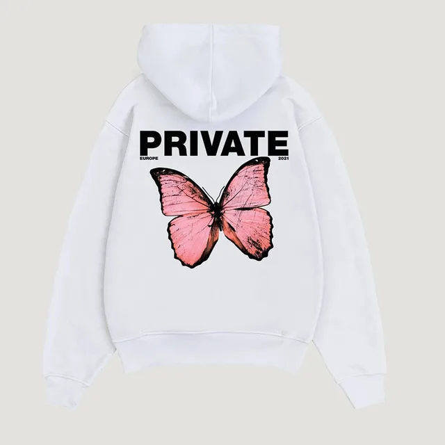 Women Sweetshirts Oversized Butterfly Graphic Hoodie Grunge Top Long Sleeve Y2k Streetwear Korean Girl Clothes Female Fashion 2