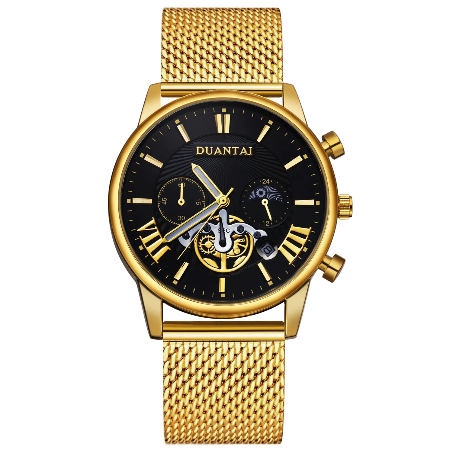 

611 Six-pin Tourbillon-duantai Analog Watch Fashion Mesh Belt Watch