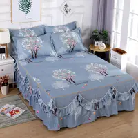 3 Pcs Bedspread on The Bed Linen Skirt Printing 4