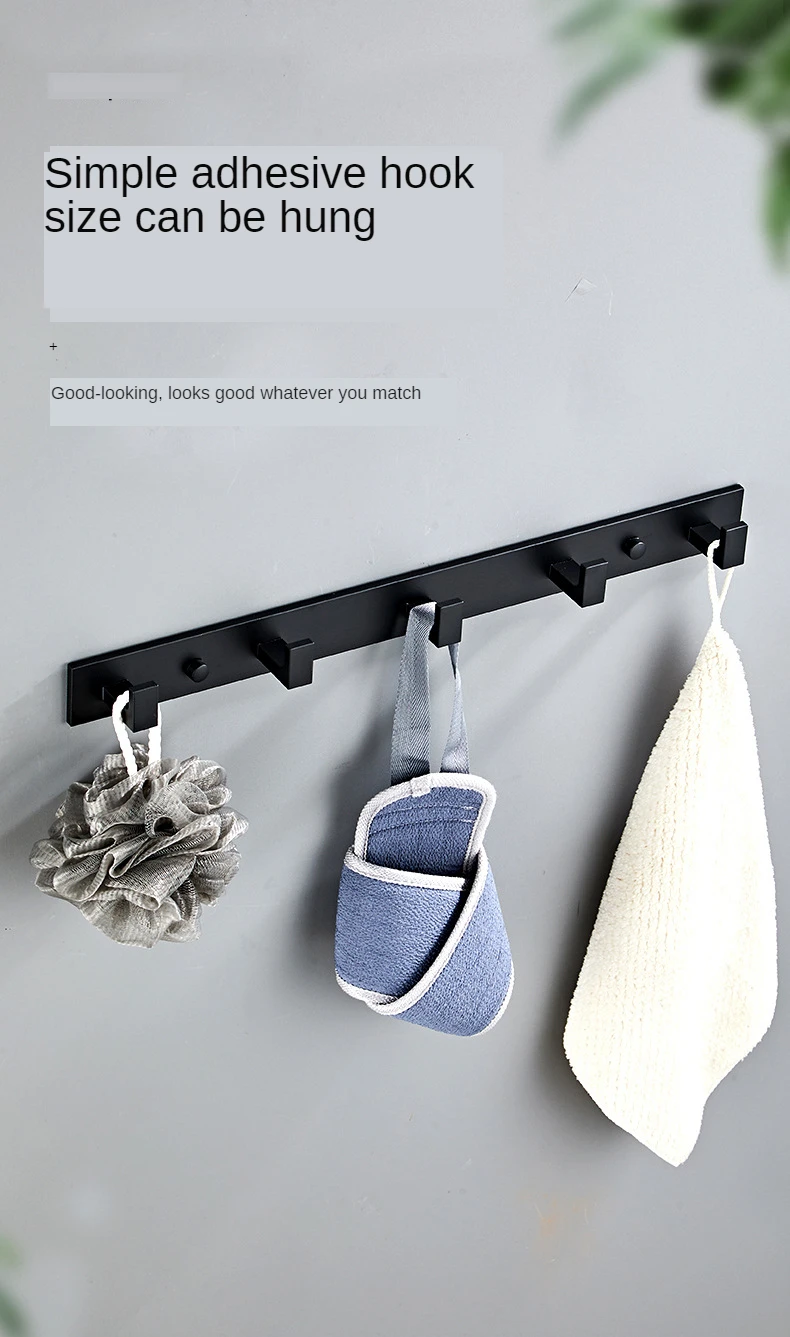 Description Picture 2 of itemThicked Bathroom Towel Hook Wall Hanging Door Hook Closet Organizer Hanger Punch-free Storage Rack Multifunction Single Row Hook