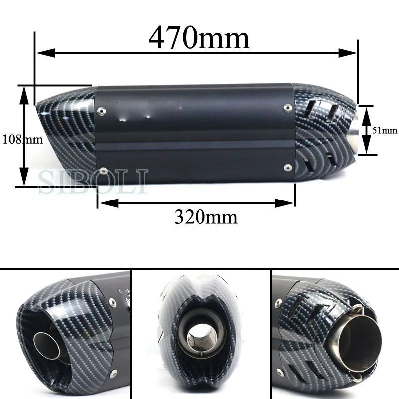 36-51 мм универсальный глушитель выхлопной трубы мотоцикла труба 370 мм 470 мм Dirt Pit Bike скутер NVX155 R1 R3 FZ6 Nmax MT07