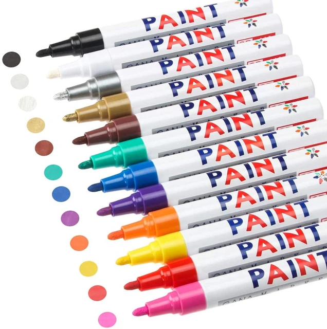 Permanent Paint Pens Paint Markers for Plastic 12 Colors Oil Based Paint  Marker Pens Set, Quick Dry and Waterproof,Oil Paint Pen - AliExpress