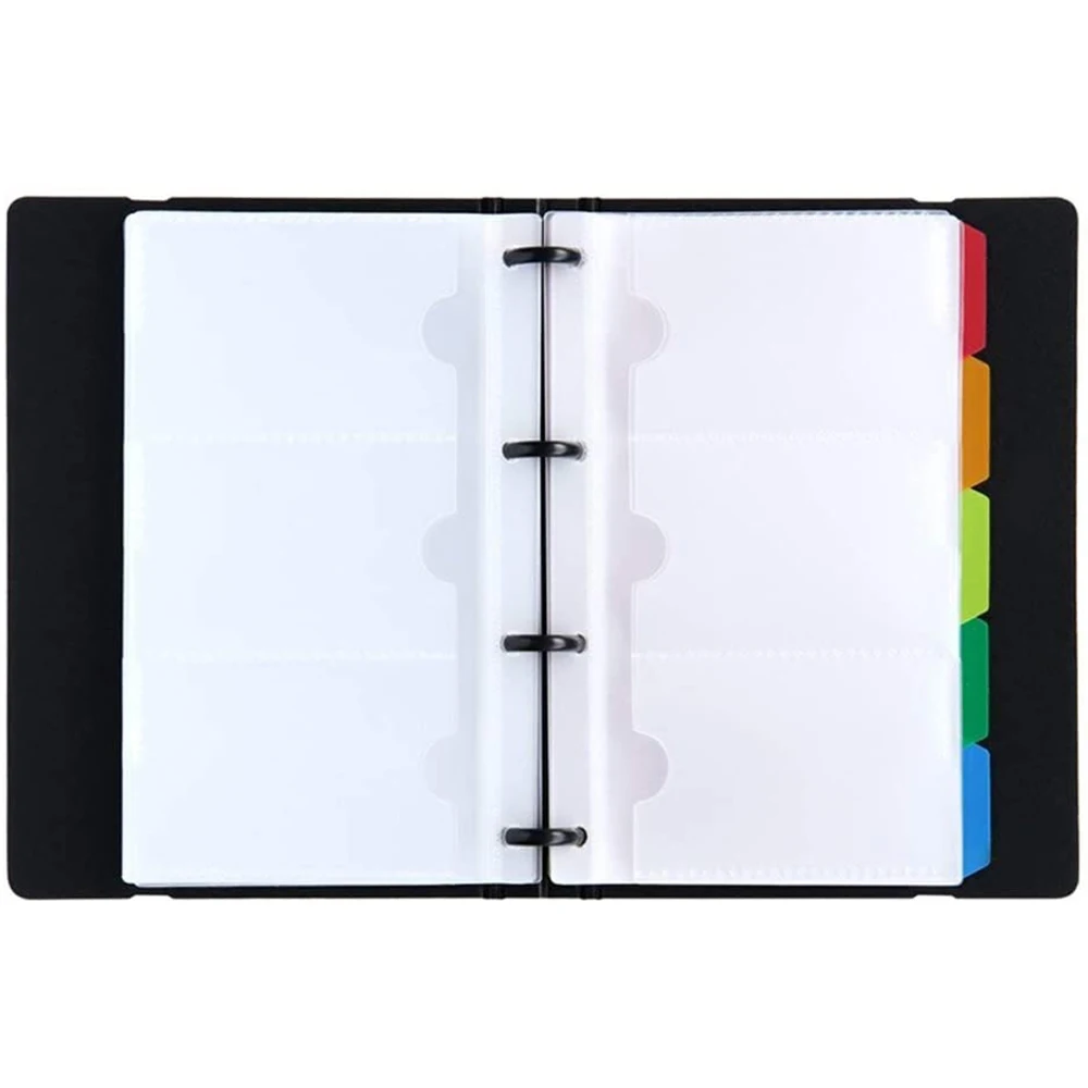 Black Business Card Holder Book, Name Card Organizer Book with Five Color Index Tabs, 180 cards