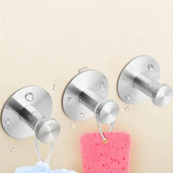 

Stainless Steel Removable Coat Racks Towel Hook Round Base Robe Hook Wall Mounted Bathroom Hook With Suction Cup Holder