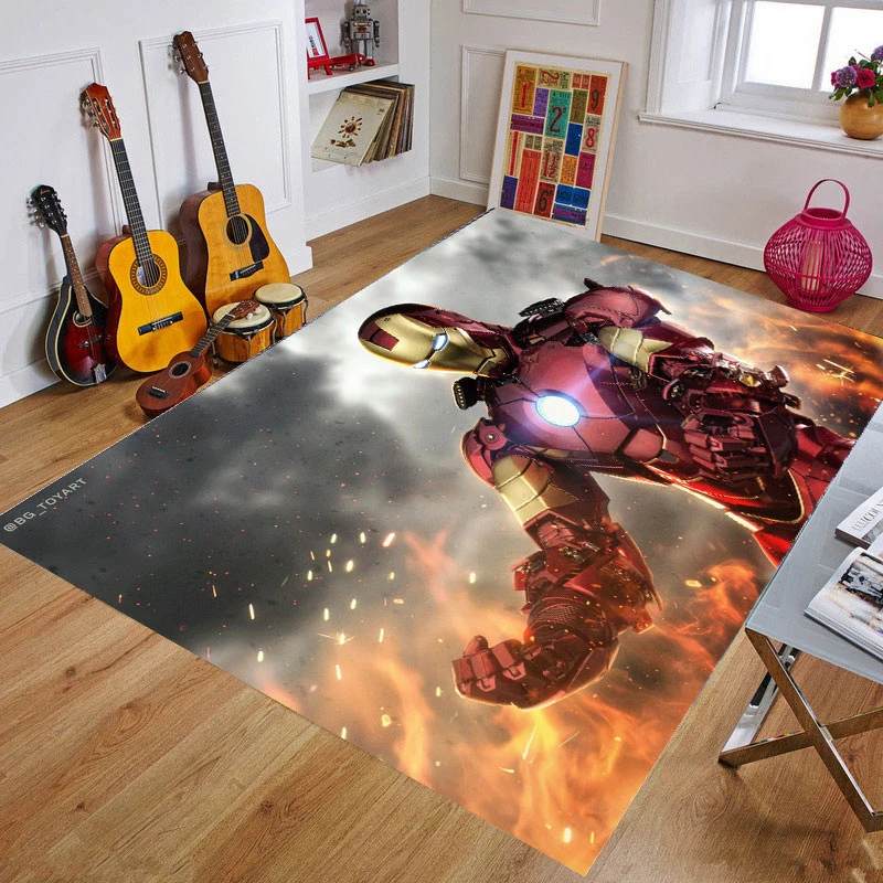 Мультяшный детский игровой коврик Мстители Marvel Железный человек напольный для