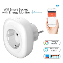 Mini Wifi Energy Monitor Smart Socket EU Power Plug Mobile APP Remote Control Work with Amazon Alexa Google Home No Hub Required qiachip wifi smart home socket app remote control light switch work with amazon alexa google home for phone french plug socket