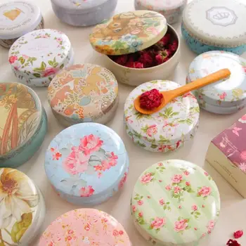 

10/20pcs Durable Tools Portable Round Tea Sugar Coffee Coin Storage Box Tin Box Kitchen Flower Drawing Style Gift