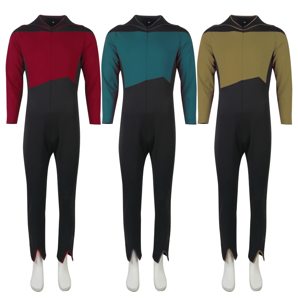 Star The Next Generation Trek Costume JL Picard Red Starfleet Uniforms TNG Gold Jumpsuit ST Halloween Men Prop | Тематическая