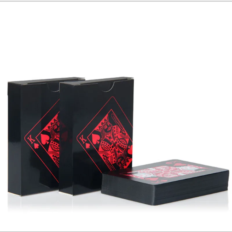 Quality Waterproof Plastic Playing Cards Trend PVC Poker Card Classic Magic Tricks Tool Pure Black Magic Box Card Game