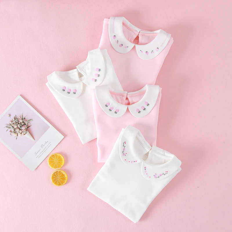 

3-11Yrs Baby Girl Long Sleeve T shirts Autumn Spring Children Cotton Undershirts Lovely Girl Kids Clothing Top