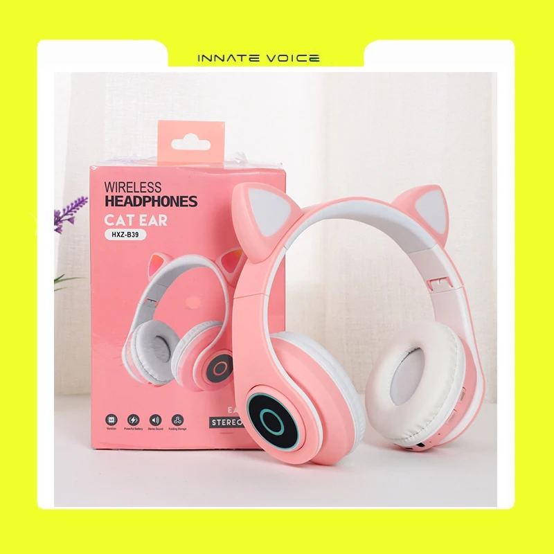 ZK40 LEDCat wireless headphones auriculares bluetooth 5 0 Earphones With Mic Headphones for smartphone headset gamer Kids earbud