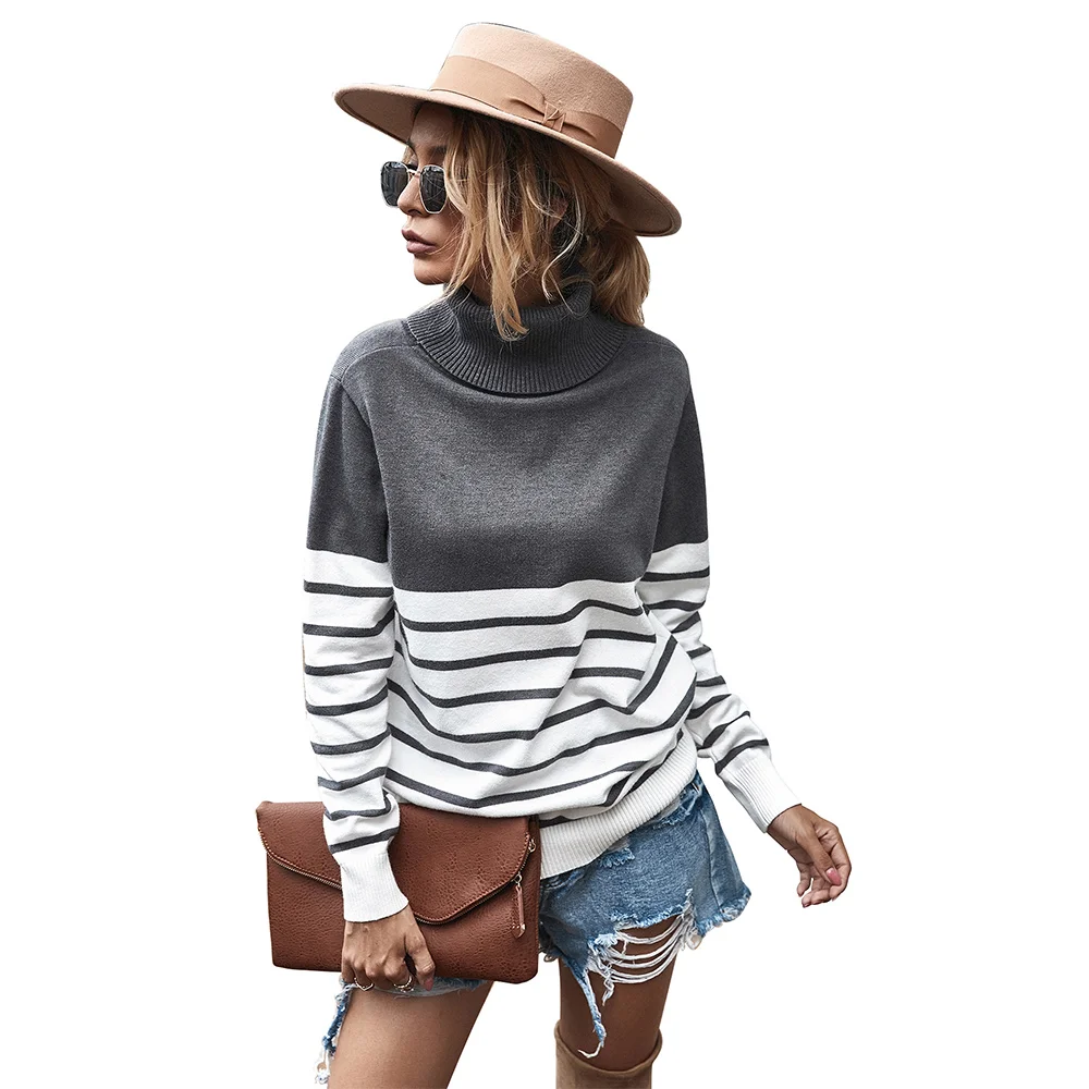 Special sale autumn and winter ladies knitted pullover turtleneck sweater casual slim pullover Femme fashion stretch pullover