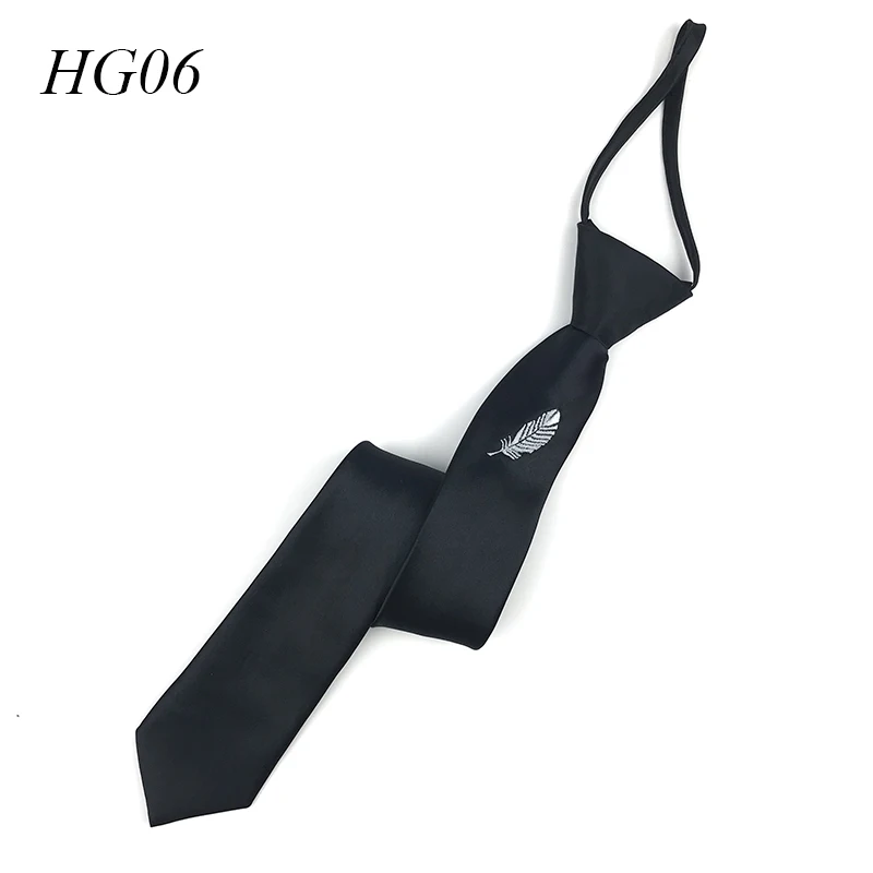 Высокое качество вышитый полиэфирный галстук ленивый на молнии галстук черный атласный мужской s дешевый тонкий легкий галстук для мужчин - Цвет: Zipper tie HG06