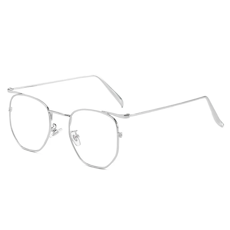 Seemfly металлические полигональные очки оправа для мужчин и женщин анти голубой свет очки для работы за компьютером очки Оптические Sepectacle простые зеркальные очки - Цвет оправы: Серебристый
