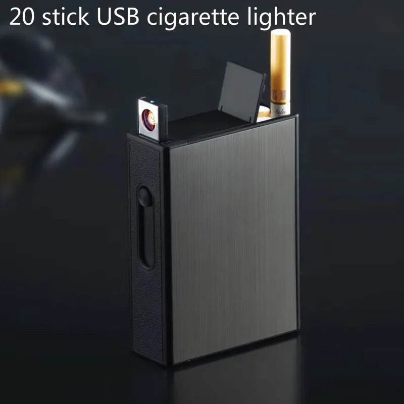 Новый 20-pack металлический портсигар USB Заряженная Электронная Зажигалка