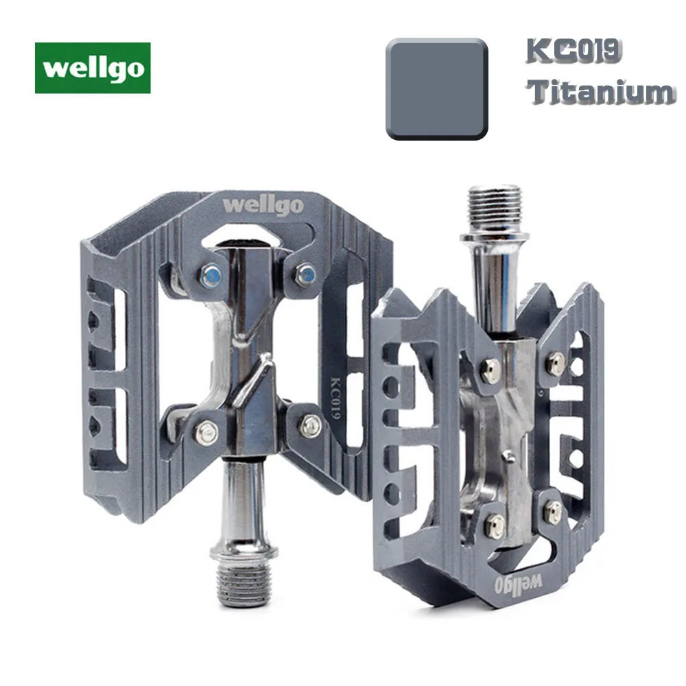 Titanium Wellgo KC019, педаль для горного велосипеда, Ультралегкая, из алюминиевого сплава, MTB, велосипедные педали, герметичный подшипник 9/1" Cr-Mo, шпиндельная педаль, велосипедная часть - Цвет: Titanium