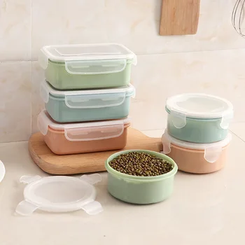 

Round Mini Refrigerator Fresh-keeping Box Small Lunch Box Kitchen Lunch Box Plastic Storage Box Rectangular Sealed Box