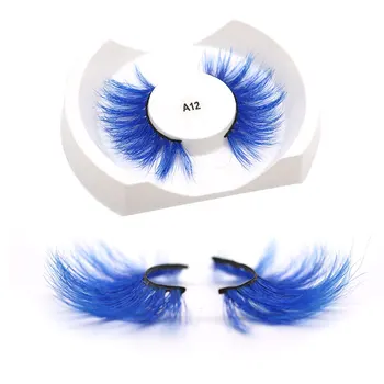 

LIYATTON 1 Pair Blue Fake Eyelashes Exaggerated Fashion Party Cosplay Halloween Makeup Strip Faux Eye Lashes Extension Tools