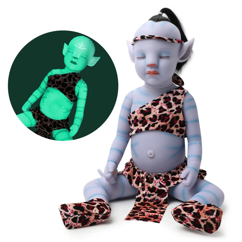 20.87 Inch lifelike Bebe Reborn Baby Doll 53cm Full Soft Body Newborn Doll waterproof Will Shine Blue Doll Toys for Children