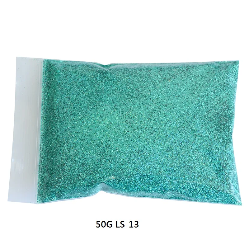 50G LS-13 50 г голографический блестящий для ногтей порошок лазер серебряное золото пыль блестки Шестигранная форма УФ Гель-лак Маникюр для дизайна ногтей украшения - Цвет: 50G LS-13