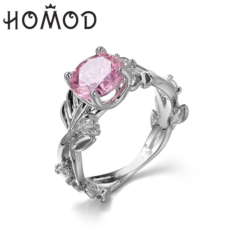 HOMOD Новинка модные женские туфли ювелирные изделия на безымянный палец, покрыто розовым золотом/Серебряный/Золотой Цвет кольца с кристаллами из страз 4/5/6/7/8/9/10/11 Размеры - Цвет основного камня: AJ1249