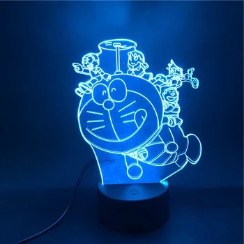 

3D Lamp Doraemon and Nobita Fly Japan Cartoon The Alarm Clock Base Pretty Gift for Baby Battery Powered Usb Led Night Light Lamp