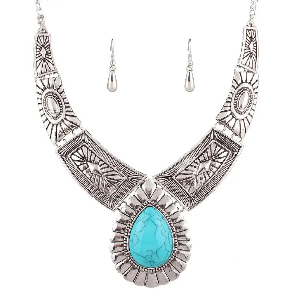 Women Necklace Vintage Statement Necklaces Pendants Water Drop Jewelry Leaves Necklace Women Accessories