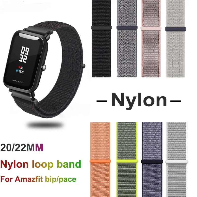 Новая нейлоновая петля для Xiaomi Huami Amazfit bip/Stratos/Pace 22 20 мм наручный ремешок для Amazfit GTR 47 мм 42 мм браслет для