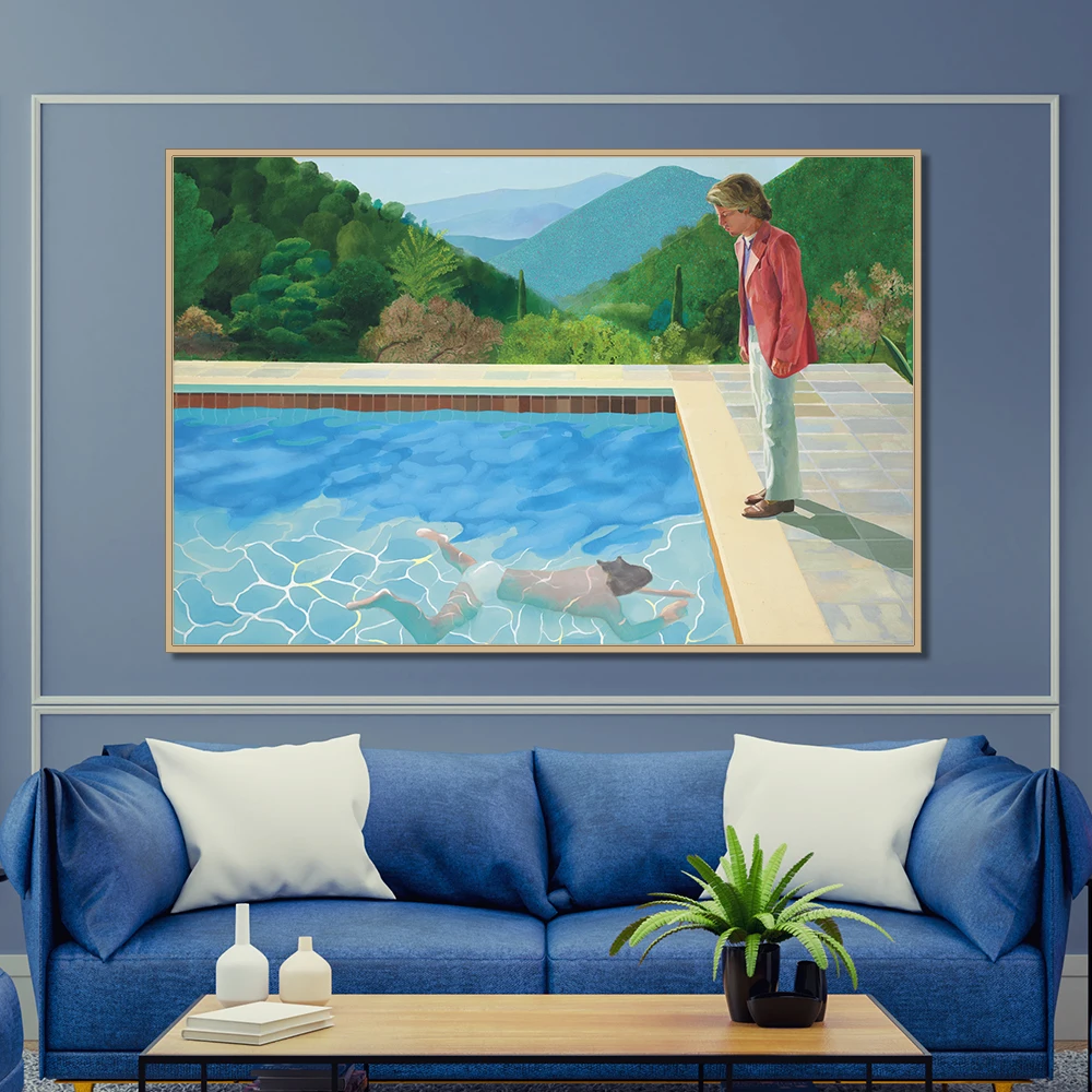 David Hockney Pool с двумя фигурами Картина на холсте плакаты принты квадратные картины