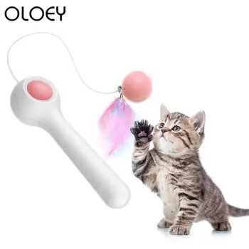 

Funny Cat LED Laser Toy with Feather Multi-Angle Auto Rotating Training Entertaining Interactive Toy for Cat Kitten Pet Product