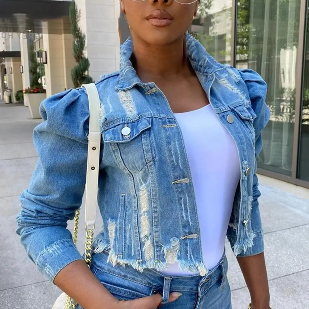 Single-breasted Jean Coat Streetwear 