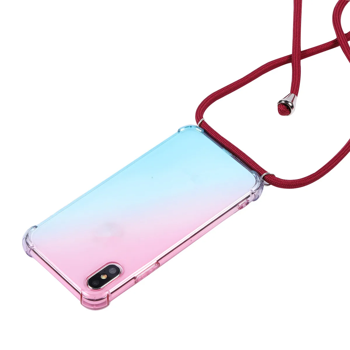 Rainbow aurora transparent case for Samsung Galaxy A6s A8s A9s A10 A20 A40 A50 A60 A70 A80 lanyard shoulder rope cord case cover - Цвет: E