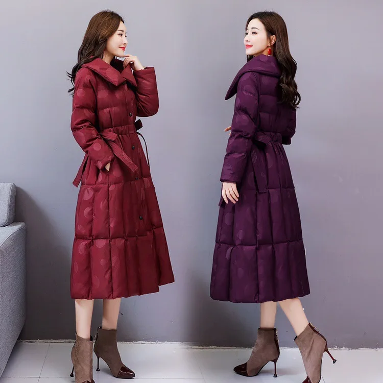 

2019 Winter Korean-style New Style Fashion Comfortable Debutante-Style Casual Loose-Fit Dotted Long Sleeve Cotton Overcoat