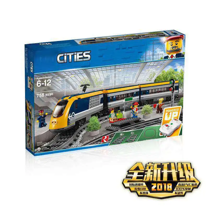

758pcs Building Blocks Model 82087 City Series Passenger Train RC Train Railway Children Educational Toys 60197 02117
