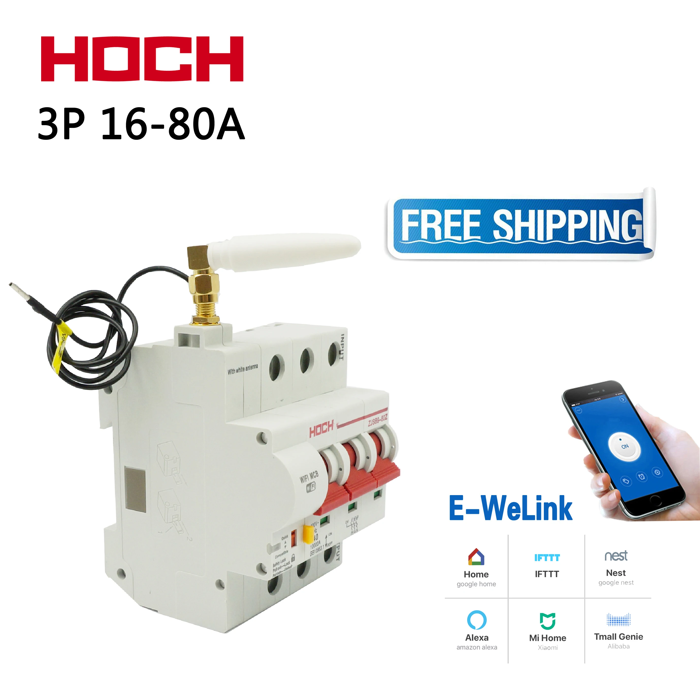 Skup HOCH ZJSB9 80Z WIFI przerywacz zdalnego sterowania 3P Ewelink inteligentny inteligentny przełącznik automatyczny fabryka darmowa wysyłka
