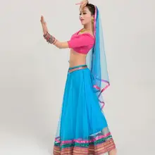 Индийский сари женщина девушка красивая вышивка танец представление костюм для съемок в индийском стиле наборы топ+ юбка+ шарф