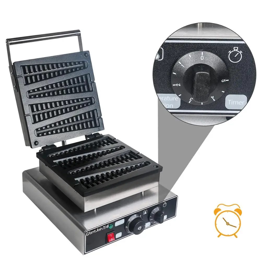 Wantjoin Commercial Lolly Stick Waffle Maker Iron For Belgian Wafer Cone Maker Electrica 220-130V US UK Pine Shaped Waffle Maker
