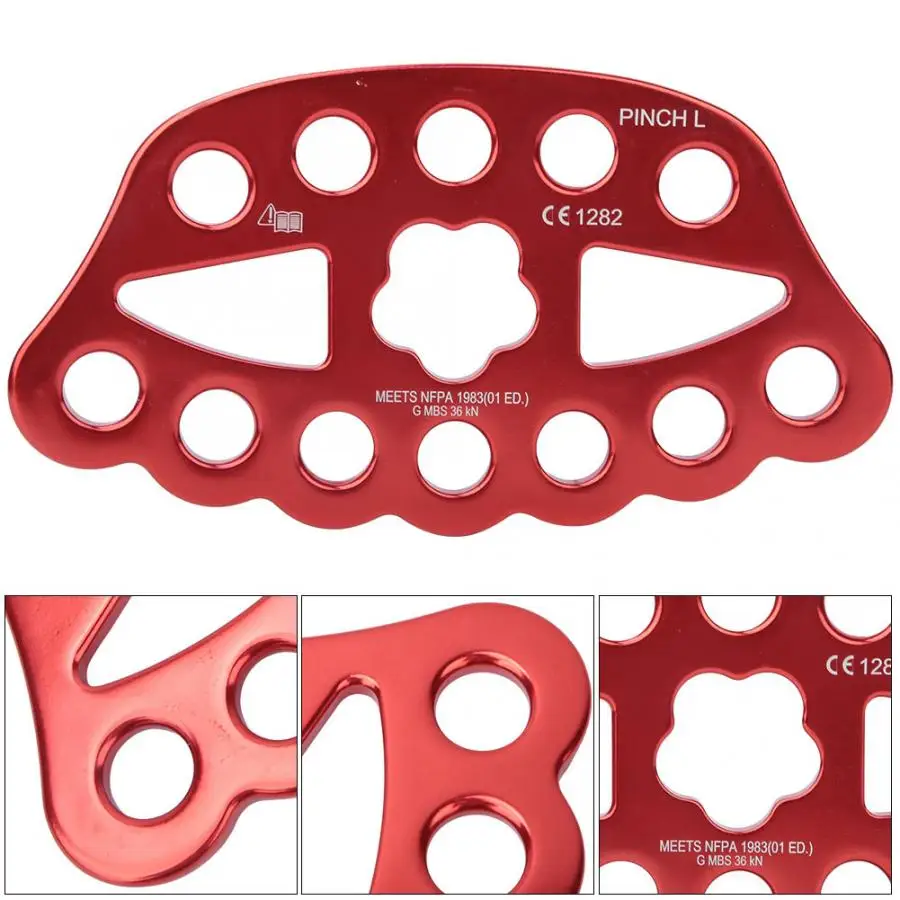 Скалолазание такелажная пластина 36KN 12 отверстий наружная веревка лапа такелажная пластина скалолазание многоточечный якорь скалолазание Rappel безопасность