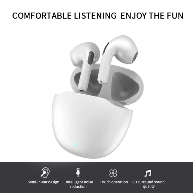 8D Stereo Bluetooth Earphone Pro TWS CVC Noise Reduction HiFi Wireless Headphones Binaural Mic Semi in ear Touch Earbuds