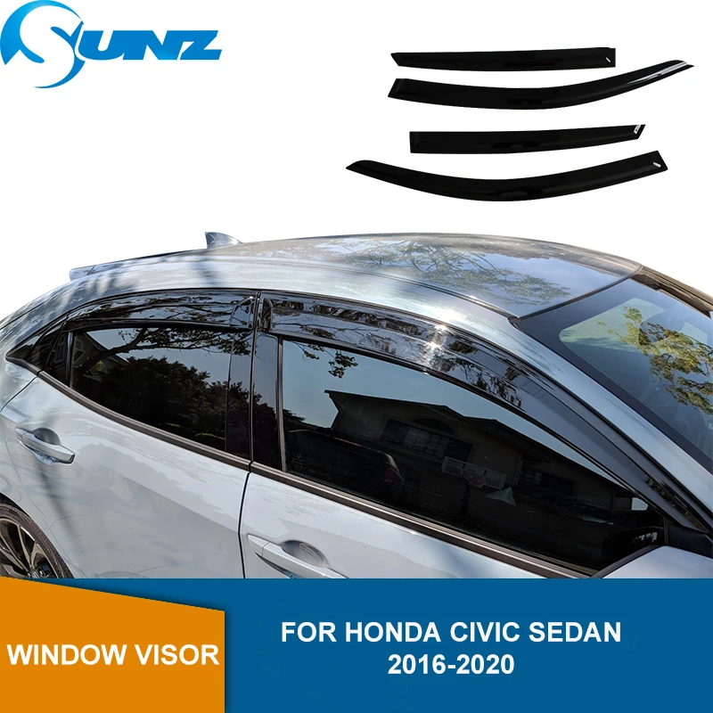 

Side Window Deflectors For Honda Civic Sedan 10th 2016 2017 2018 2019 2020 Acrylic Black Wind Shield Rain Sun Guards SUNZ
