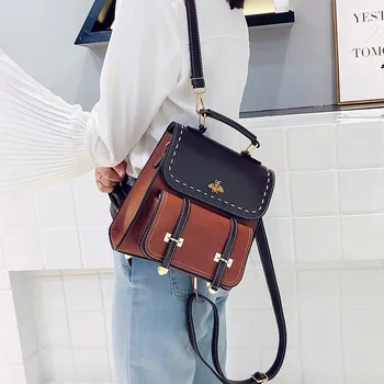 

high quality Pu Leather Women Backpack Simple Preppy Style Backpack Women Famous College Backpack fashion shoulder bag