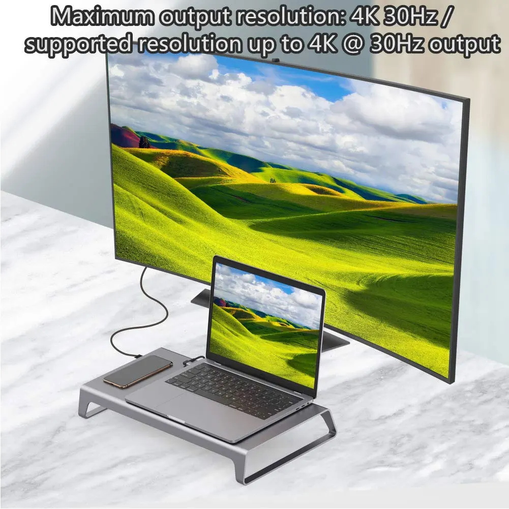 Высокое качество Алюминиевый Монитор подставка Док станция с USB C концентратор