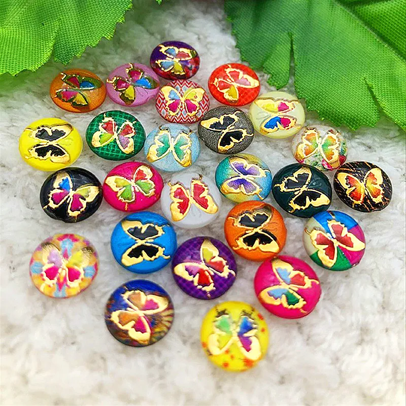 

40PCS AB Resin 10mm Round 3D butterfly Flatback rhinestone scrapbook crafts