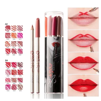 

12 Colors Lip Liner Set Long-lasting Waterproof Non-stick Cup Easy To Color Multicolor Lip Liner Kit